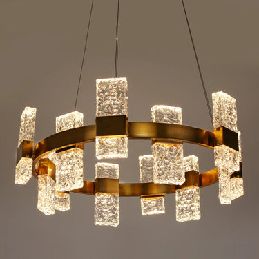 Glam 24-Light LED Round Chandelier, Brass Finish, 31-inch Diameter 