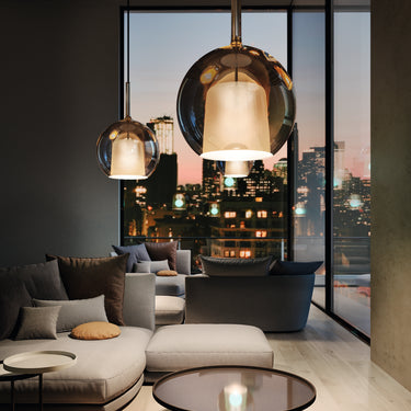 Penta Glo Maxi pendants in a hotel lobby