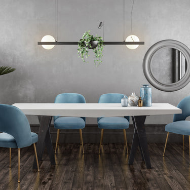 TOV Swell Performance Velvet Dining Chair Sea Blue