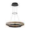 Matte black and weathered oak ring chandelier with integrated LED for modern dining room ceilings