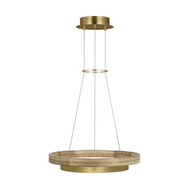 Grace 24" chandelier with black inner ring and oak wood outer ring for elegant ceiling lighting