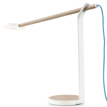 White Oak Gravy LED Desk Lamp with adjustable brightness for bedside reading or office