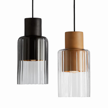 Artisan crafted natural finish ceramic and glass pendant for dining room lighting