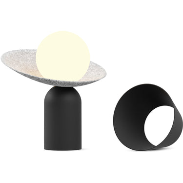 Portable battery-powered LED lamp with frosted light sphere and long runtime