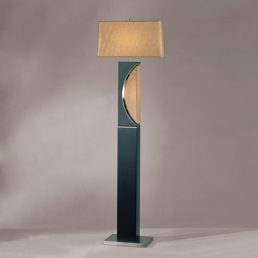 Nova of California Half Moon Floor Lamp Night Light Dark Brown Etruscan Gold Linen Shade