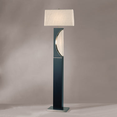 Nova of California Half Moon Floor Lamp Night Light Charcoal Gray Etruscan Gold Linen Shade