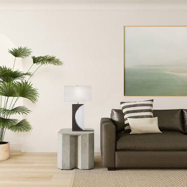 Nova of California Half Moon Table Lamp Night Light Feature 30 Charcoal Gray Wood Brushed Nickel