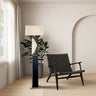 Nova of California Half Moon Floor Lamp Night Light Charcoal Gray Etruscan Gold Linen Shade
