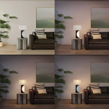Nova of California Half Moon Table Lamp Night Light Feature 30 Charcoal Gray Wood Brushed Nickel