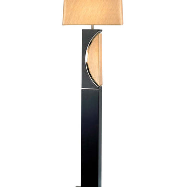 Nova of California Half Moon Floor Lamp Night Light Dark Brown Etruscan Gold Linen Shade