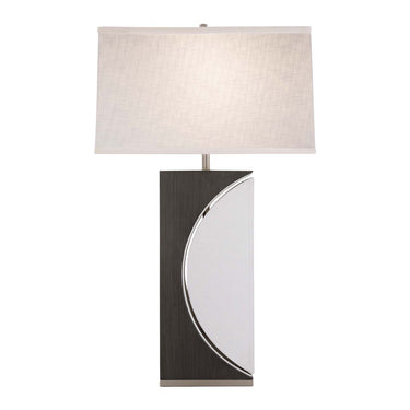 Nova of California Half Moon Table Lamp Night Light Feature 30 Charcoal Gray Wood Brushed Nickel