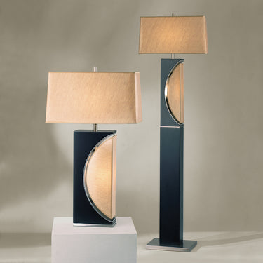 Nova of California Half Moon Table Lamp Night Light Feature 30 Dark Brown Brushed Nickel