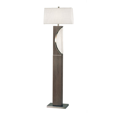 Nova of California Half Moon Floor Lamp Night Light Charcoal Gray Etruscan Gold Linen Shade
