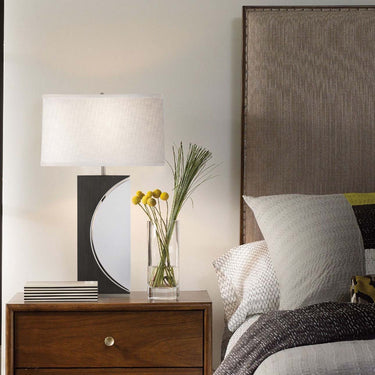 Nova of California Half Moon Table Lamp Night Light Feature 30 Charcoal Gray Wood Brushed Nickel