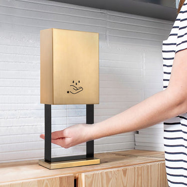 Nova of California Luxe Tabletop Touchless Hand Sanitizer Dispenser 21 Brushed Brass Powermist