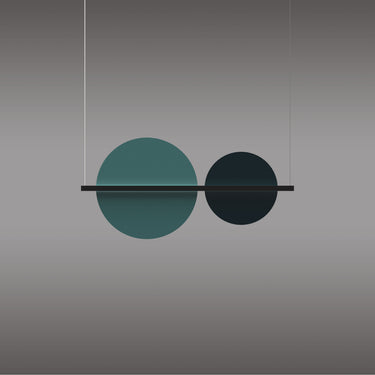 Penta Hang Out pendant bar with teal and dark round panels