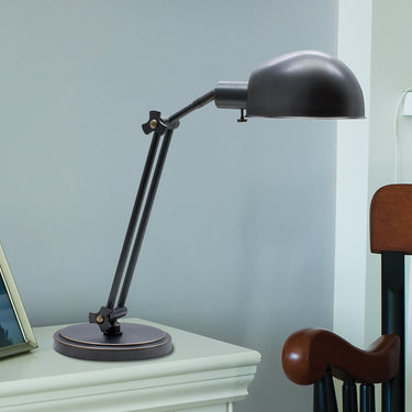 Addison Adjustable Pharmacy Desk Lamp styled in a lived-in room – House of Troy