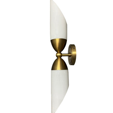 Double Wall Sconce with Slant-Cut White Glass by House of Troy – detail angle 2