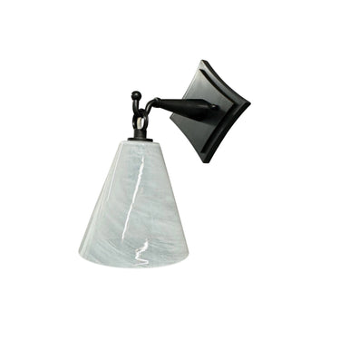Lantern Wall Sconce with White Swirl Glass by House of Troy – detail angle 2