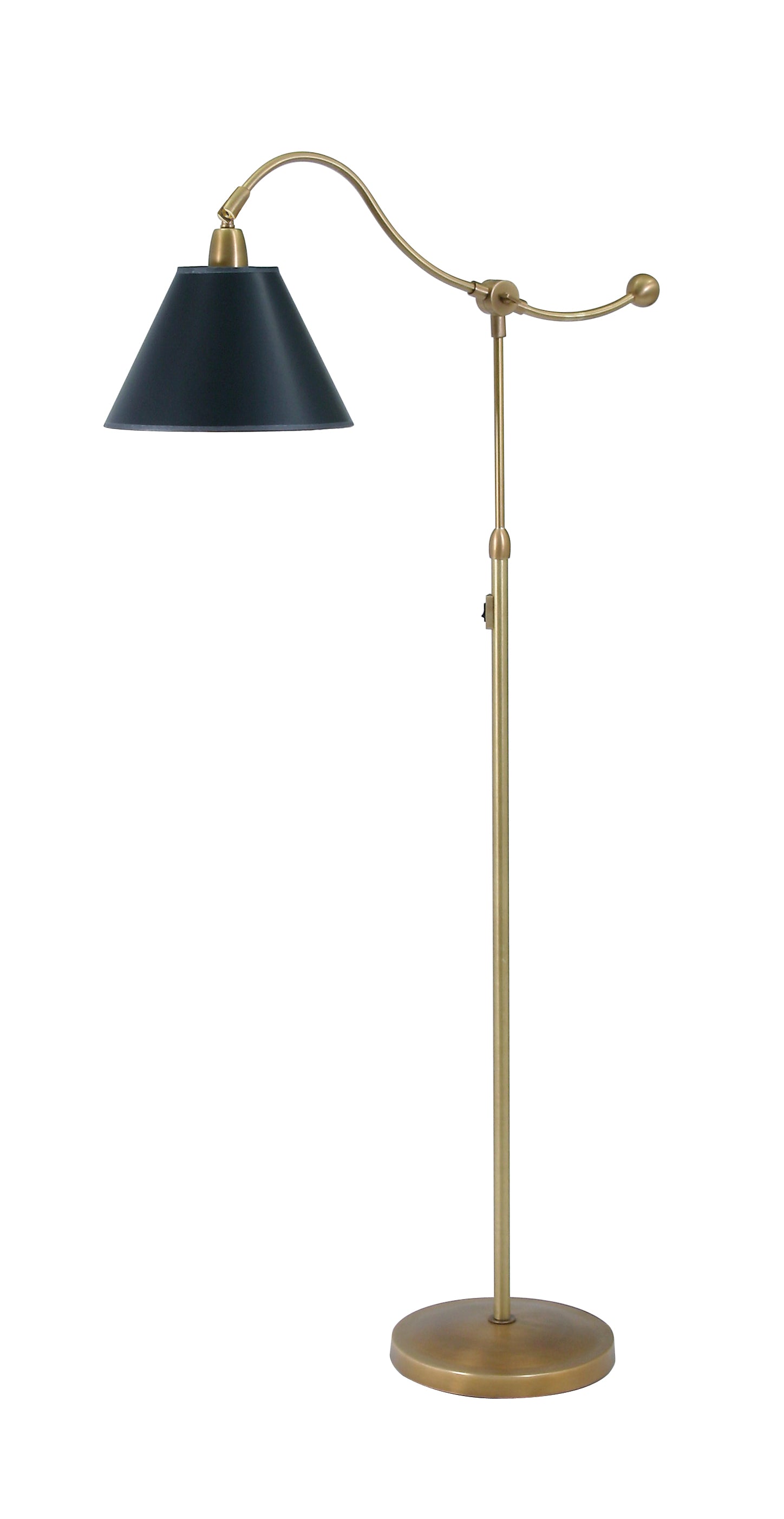 House of Troy Hyde Park Floor Lamp Weathered Brass w/Black Parchment Shade HP700-WB-BP