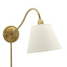 House of Troy Hyde Park Wall Swings Weathered Brass w/White Linen Shade
