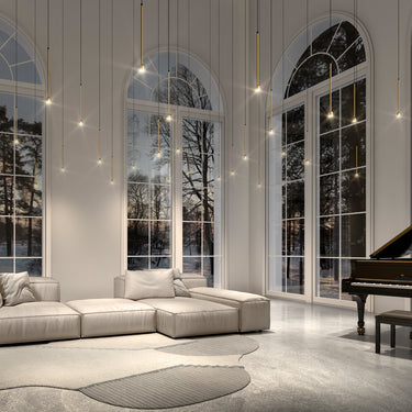 Penta Hail pendant lights hanging in a group at different heights