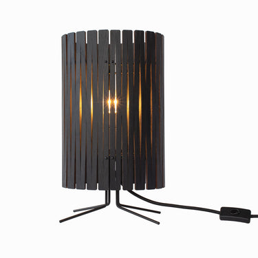 Collection of Kerflights T2 lamps displaying available finishes: Light Ash, White Oak, Black Walnut. 