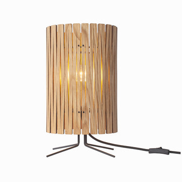 Kerflights T2 lamp demonstrating swappable/reversible plywood shade feature. 