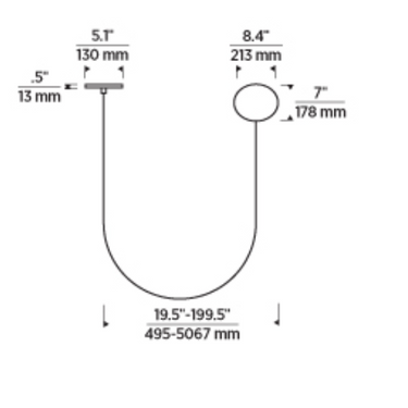 Modern Helium Medium 1-light chandelier with integrated LED and floating globe design line drawing