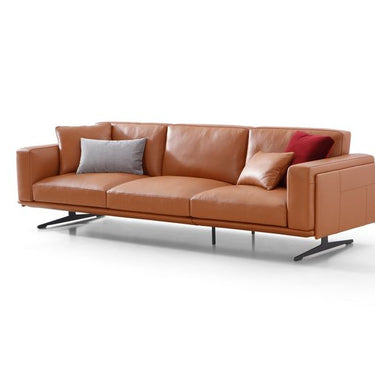 Henry upholstered designer sofa by Soho Concept in caramel genuine leather for modern living rooms