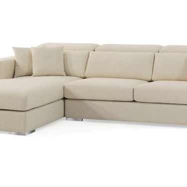 Left hand facing Hollywood sectional sofa by Soho Concept with cream tweed fabric and adjustable backrest cushions