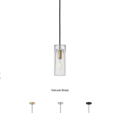 LED-compatible small pendant light with 2700K color temperature for warm ambient lighting in black, brass or polished nickel finish
