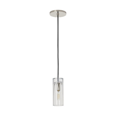 Elegant modern tube pendant light for sloped ceilings with 12-foot adjustable cloth cord in polished nickel finish