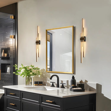 Contemporary Wall Sconce for Living Room - Black & Brass for Bathroom