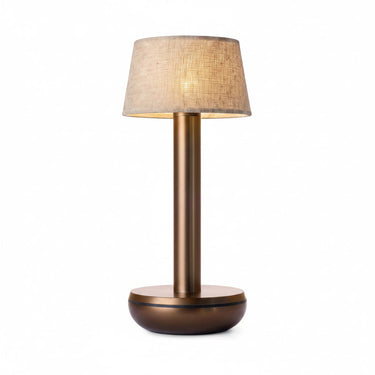 Humble Two V2 Rechargeable Lamp – Bronze with Beige Linen Shade