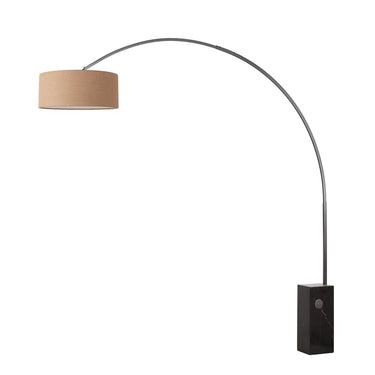 Nova Iconic 92" Arc Lamp in Burlap shade, Black Nickel body, Black base, photo 3