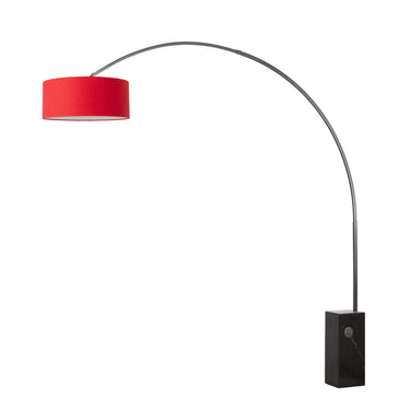 Nova Iconic 92" Arc Lamp in Crimson Red shade, Black Nickel body, Black base, photo 2