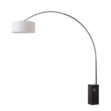 Nova Iconic 92" Arc Lamp in White shade, Black Nickel body, Black base, photo 5