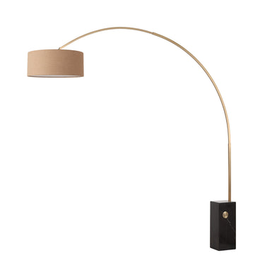 Nova Iconic 92" Arc Lamp in Burlap shade, Weathered Brass body, Black base, photo 7