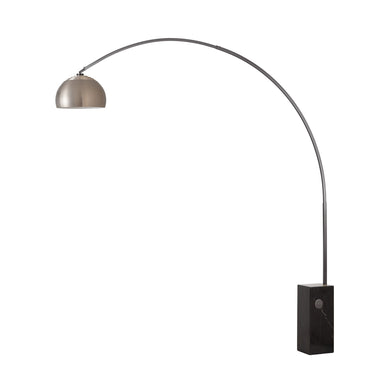 Nova Iconic 92"H 1-Light Arc Lamp in Satin Nickel shade, Black Nickel body, Black base, photo 2
