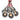 Modern Ilde Max S hanging pendant light with seven bulbs in chrome  finish with red cord