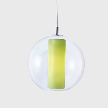 Viso Ilu hand-painted glass pendant installed in an interior, view 2