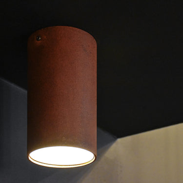 Minimalist Rusted Cylinder Ceiling Fixture 