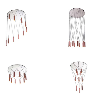 Elegant multi-light ceiling pendant in copper for bedrooms and dining areas