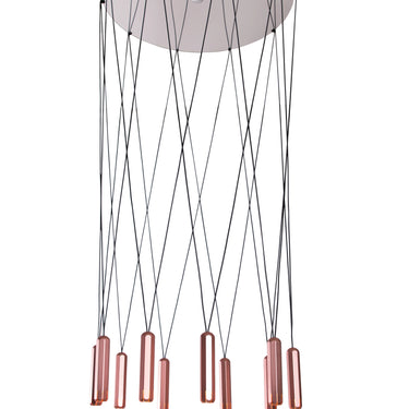 Designer 10-light copper pendant cluster by Innermost in luxury hotel interior
