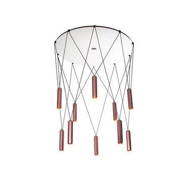 Contemporary copper hanging LED light fixture with customizable cords