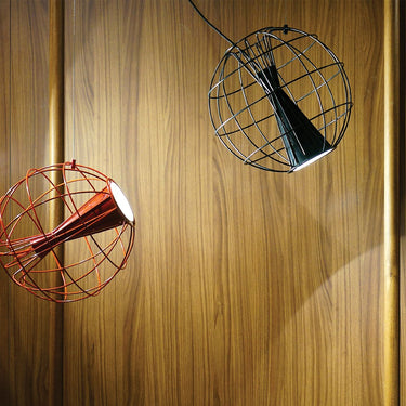 Latitude Suspension Lamp with aluminum and steel frame in Red and Black finishes