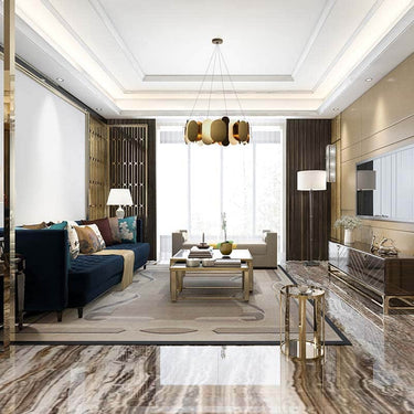 large circular brass chandelier for luxury bedroom lighting