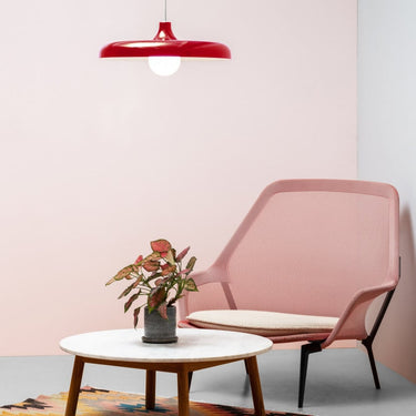 Minimalist E27 compatible pendant lighting fixture in matte yellow for Living room