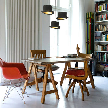  Black Hat-Shaped Pendant Light – Wooster Inspired Felt Ceiling Lamp for Dining or Bar